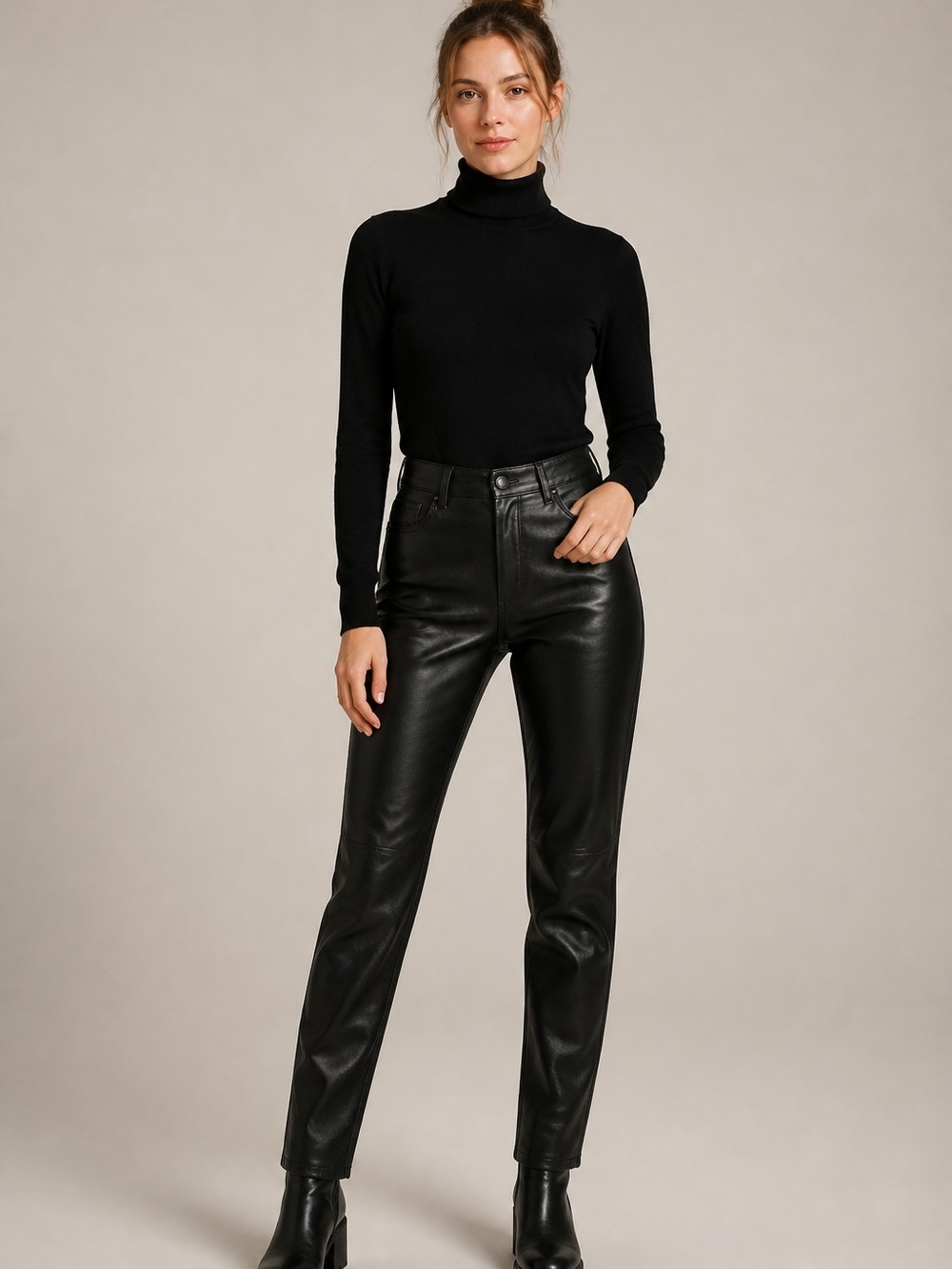 π£ Vintage Rare 90s Black π€ Lambskin Leather ποΈ Bikercore Pants πSize 6 - Picture 3 of 16